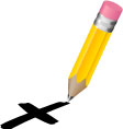 Pencil drawing a cross